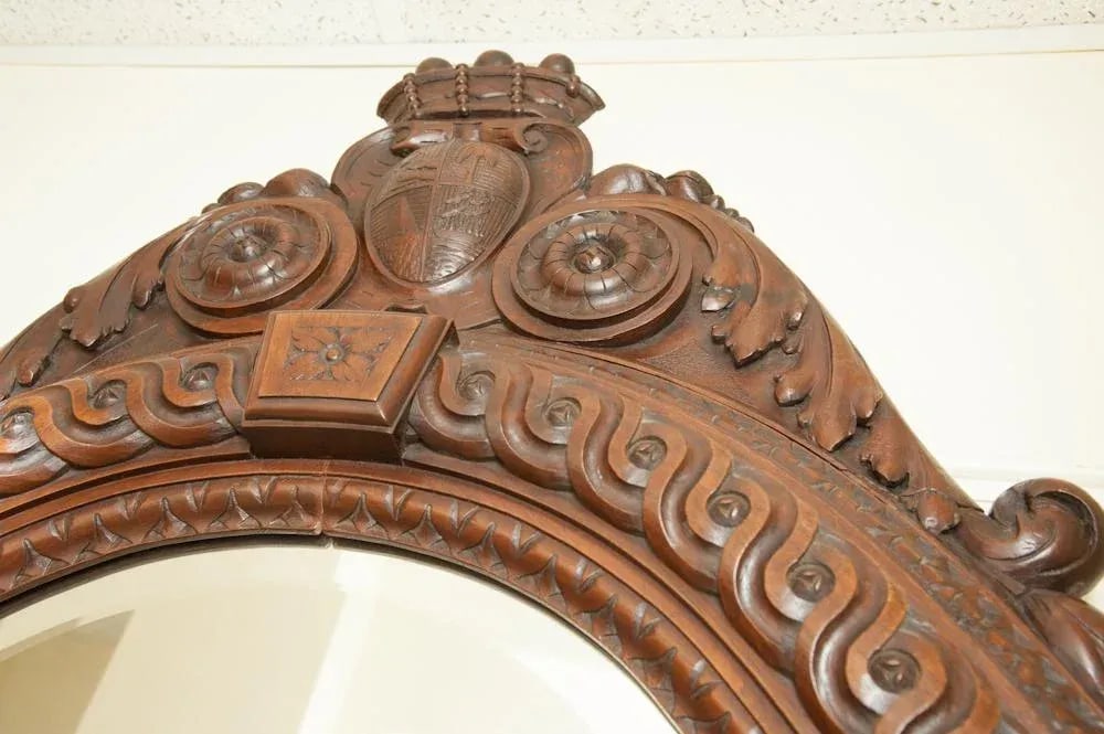 Antique Italian Oak Wall Mirror - 5