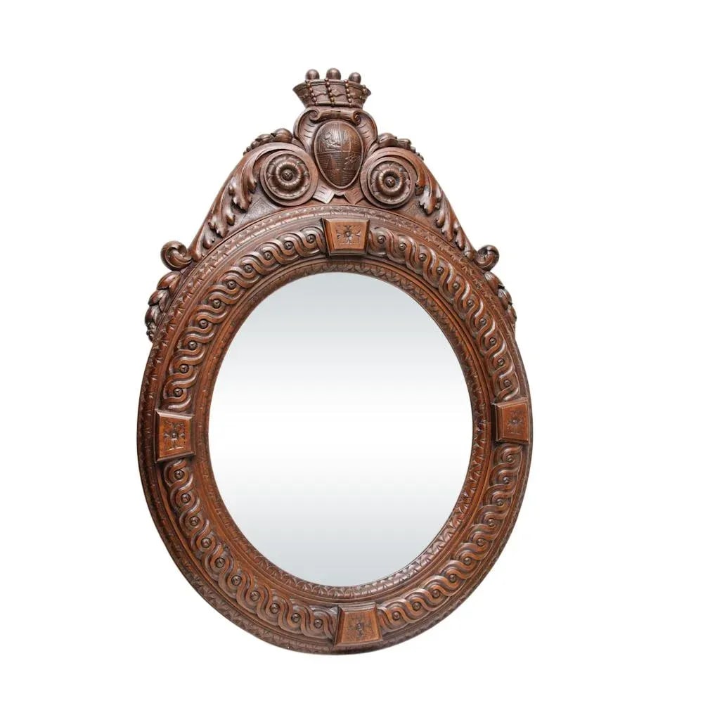 Antique Italian Oak Wall Mirror - 6