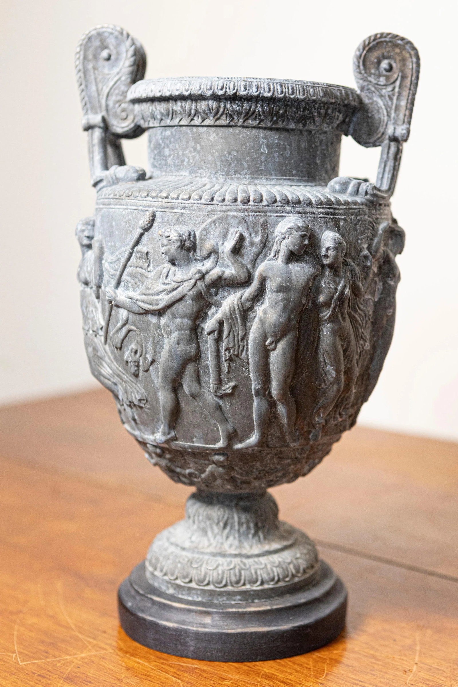 French Neoclassical 19th Century Baluster Urns with Low-Relief Décor - a Pair - 9