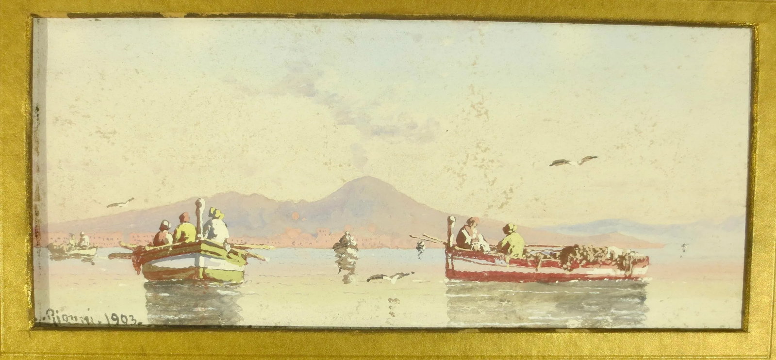 Antique Italian Watercolor of the Bay of Naples Dated 1903 - 3