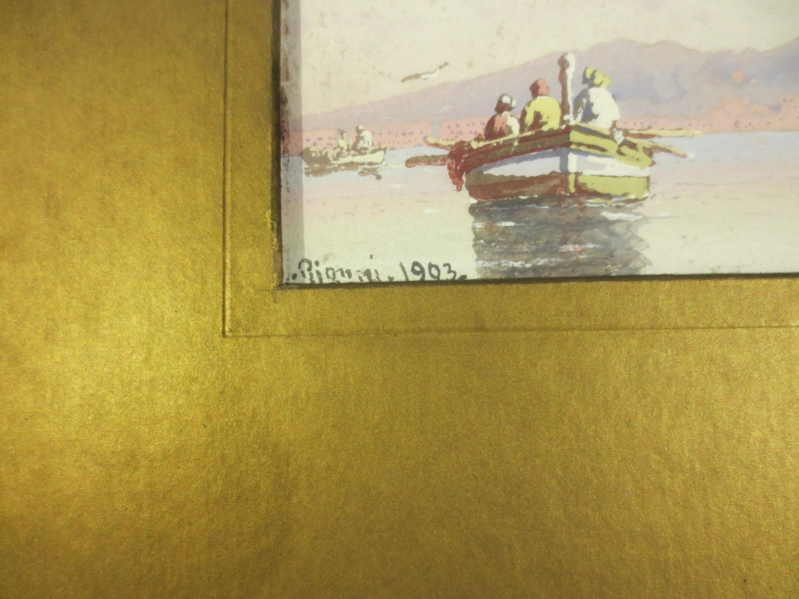 Antique Italian Watercolor of the Bay of Naples Dated 1903 - 4