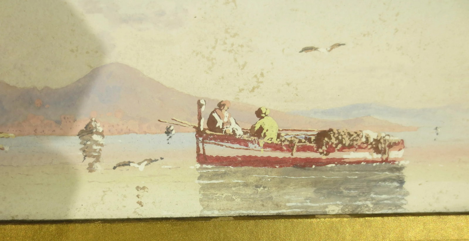 Antique Italian Watercolor of the Bay of Naples Dated 1903 - 5
