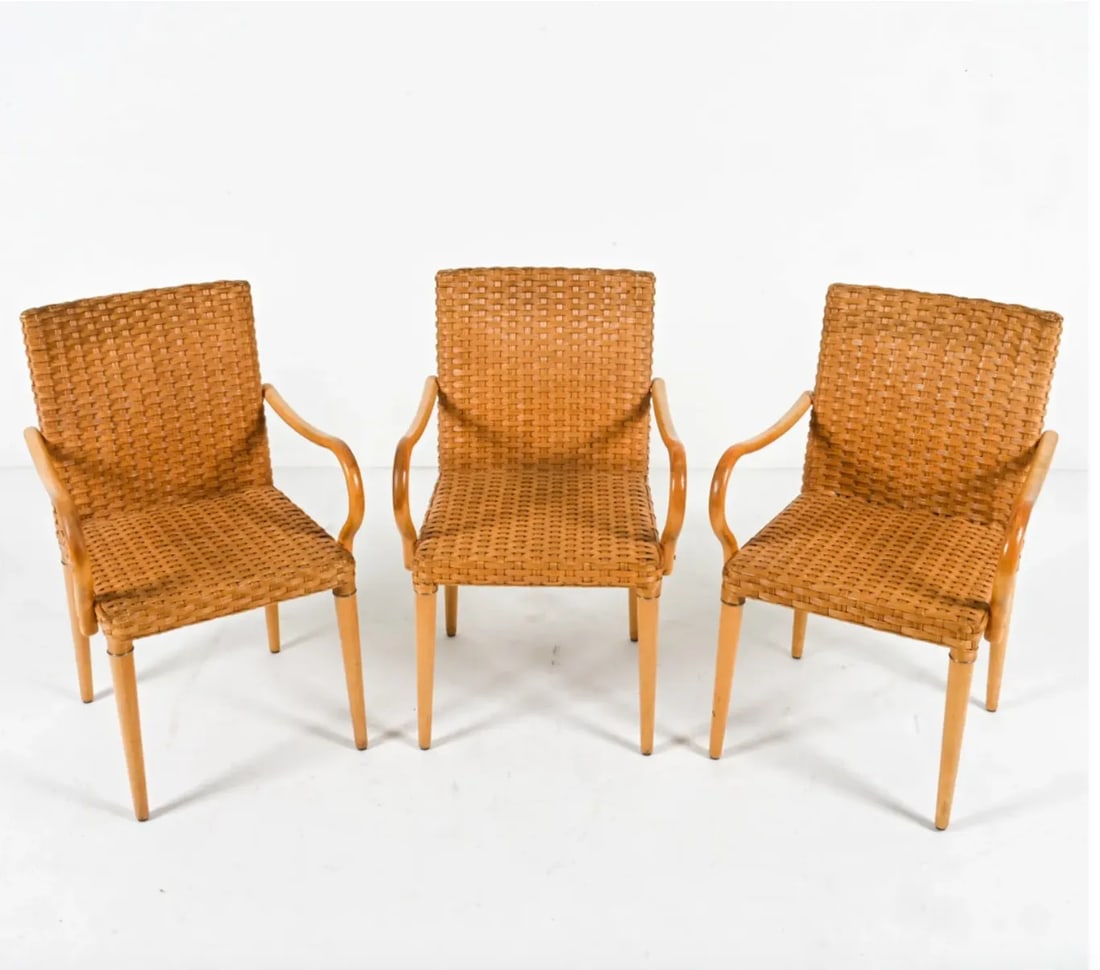 1970s Rattan and Wood Armchairs - Set of 3 - 3