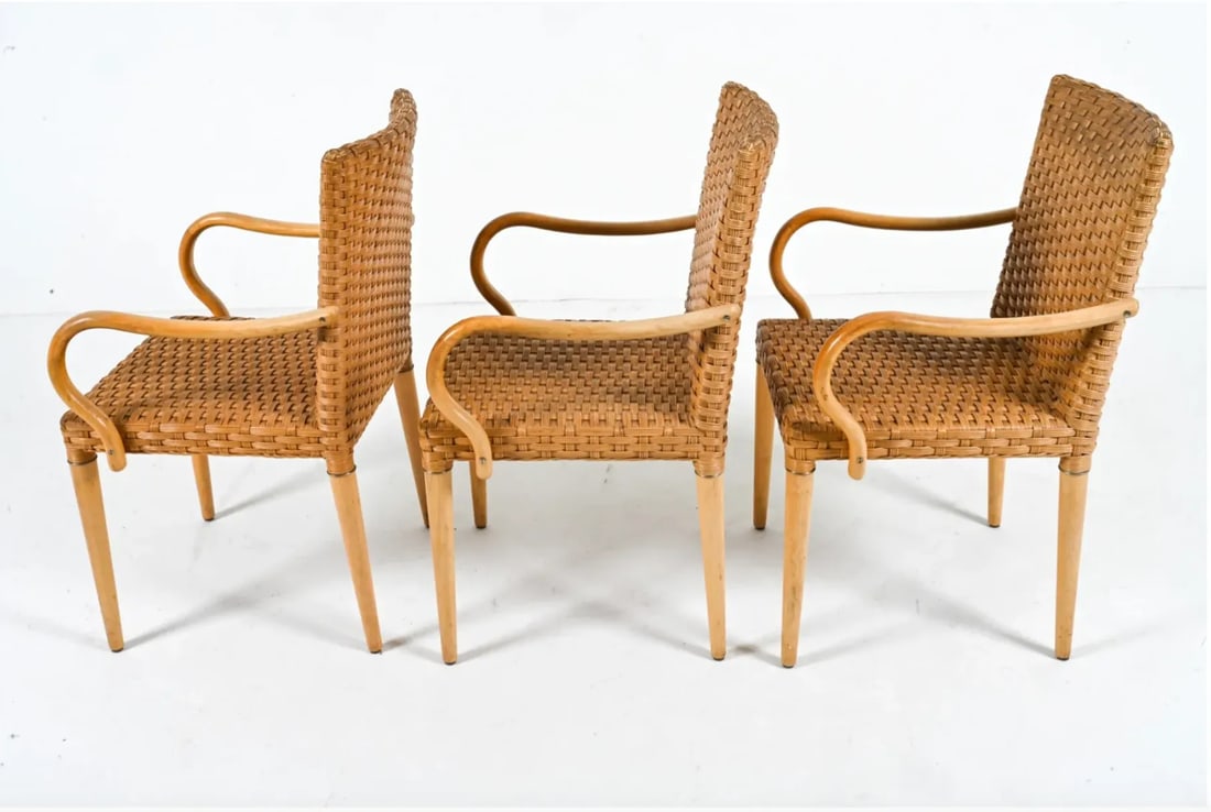 1970s Rattan and Wood Armchairs - Set of 3 - 4