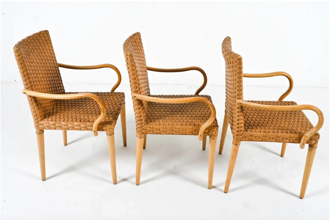 1970s Rattan and Wood Armchairs - Set of 3 - 5