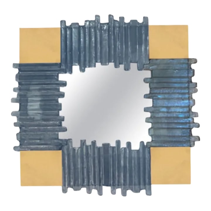 1960s Italian Modern Brass and Glass Mirror: Italian Modern Brass And Glass Mirror. Offered is a stunning Italian mid century brass and glass square mirror in the style of Max Ingrand for Fontana Arte, circa. 1960. This beautiful design would