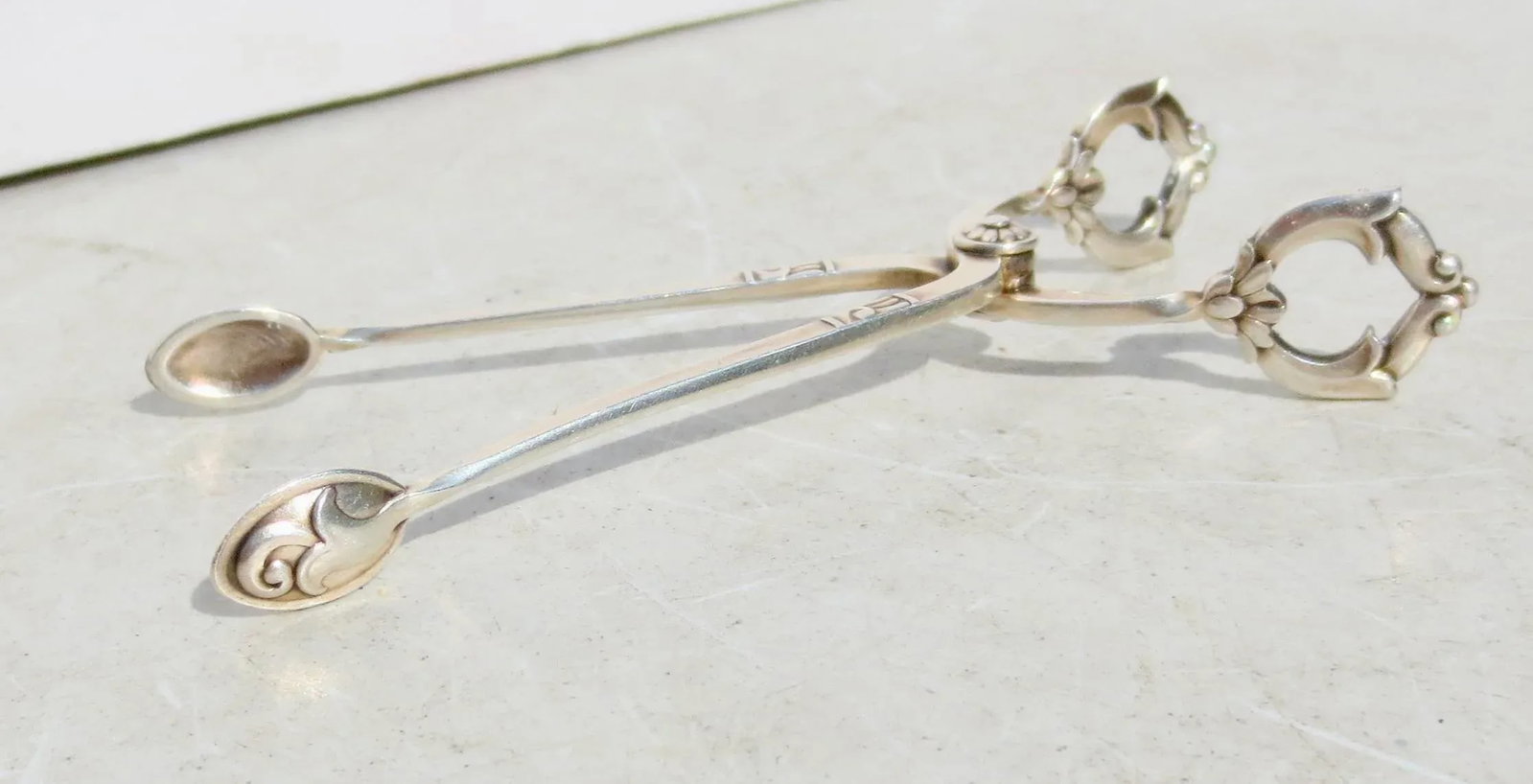 Sterling Silver Sugar Tongs Danish by Cohr Vintage 50s - 3
