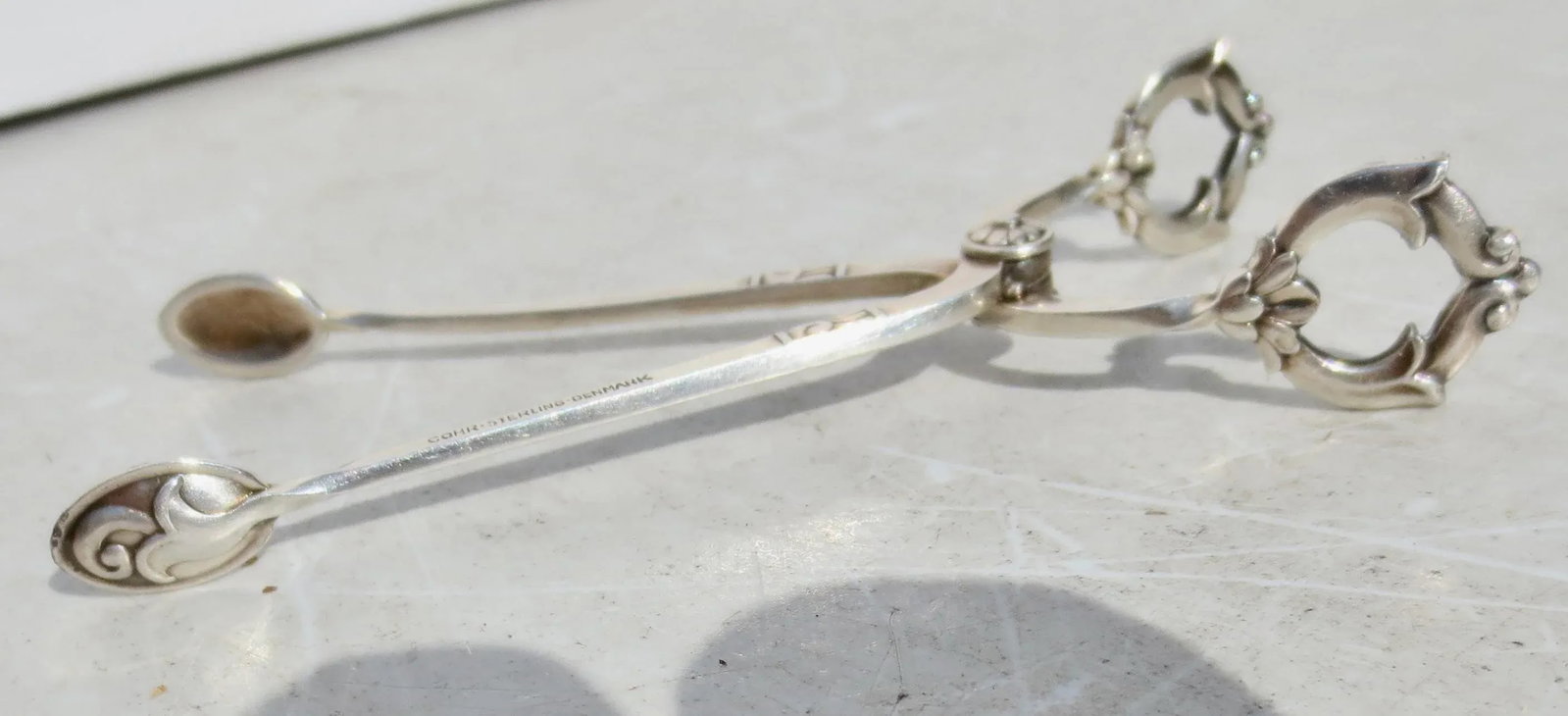 Sterling Silver Sugar Tongs Danish by Cohr Vintage 50s - 4