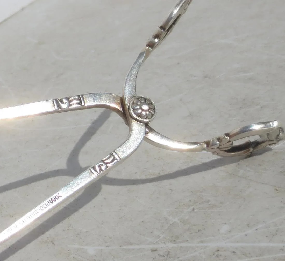 Sterling Silver Sugar Tongs Danish by Cohr Vintage 50s - 6
