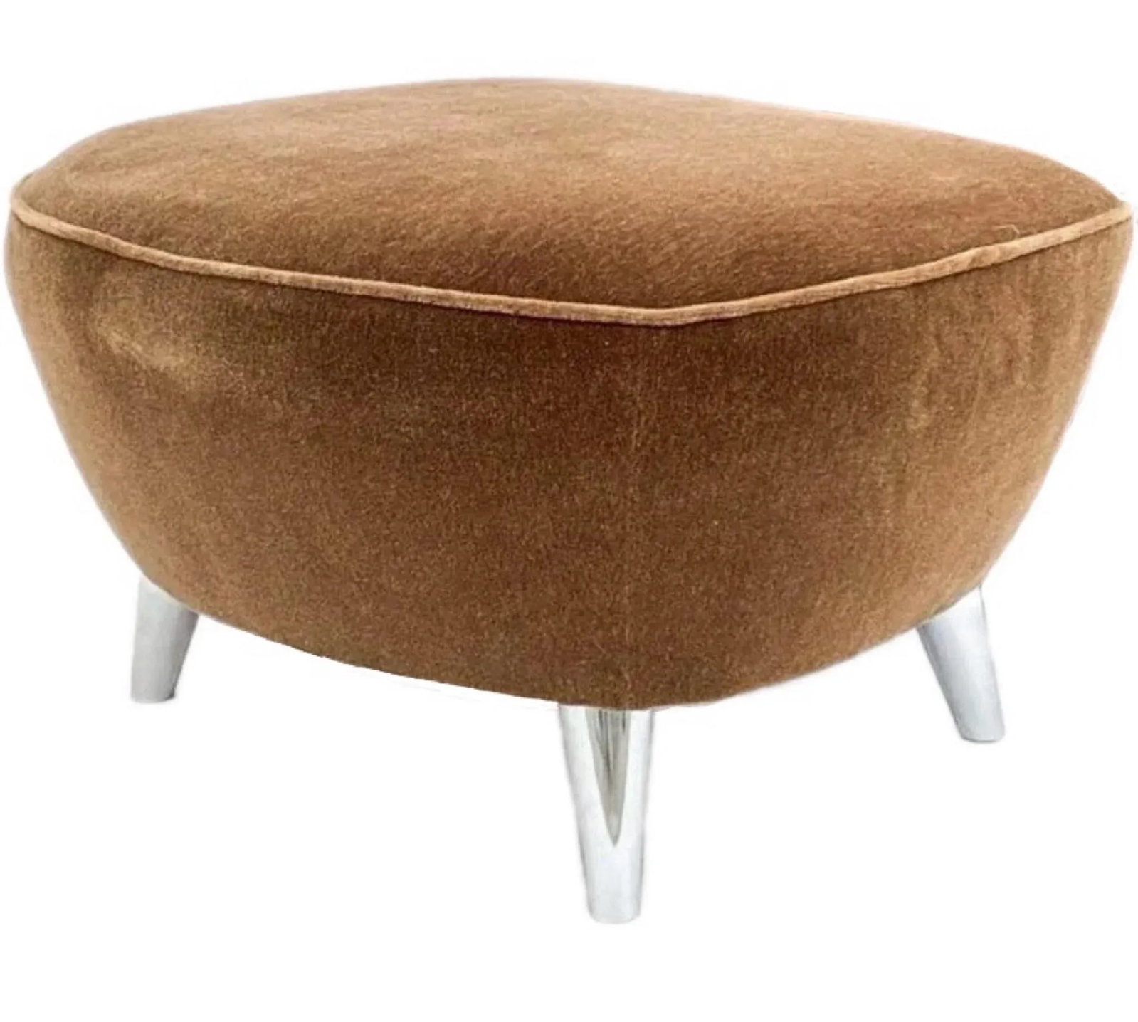 Vladimir Kagan 100bf Barrel Ottoman, Whiskey Mohair & Polished Nickel - 8
