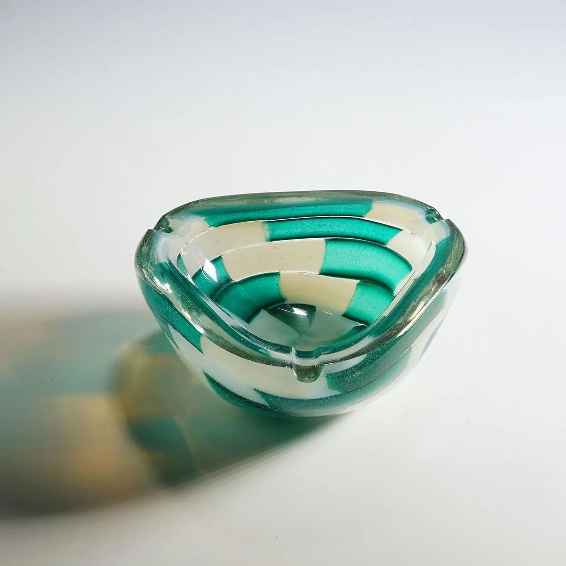 Vintage Murano Pezzato Opalino Verde Art Glass Ashtray by Barovier & Toso 1950s - 2