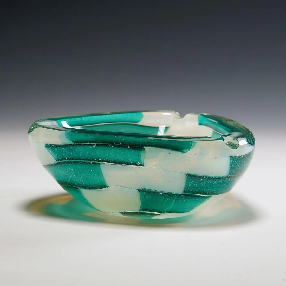 Vintage Murano Pezzato Opalino Verde Art Glass Ashtray by Barovier & Toso 1950s - 3