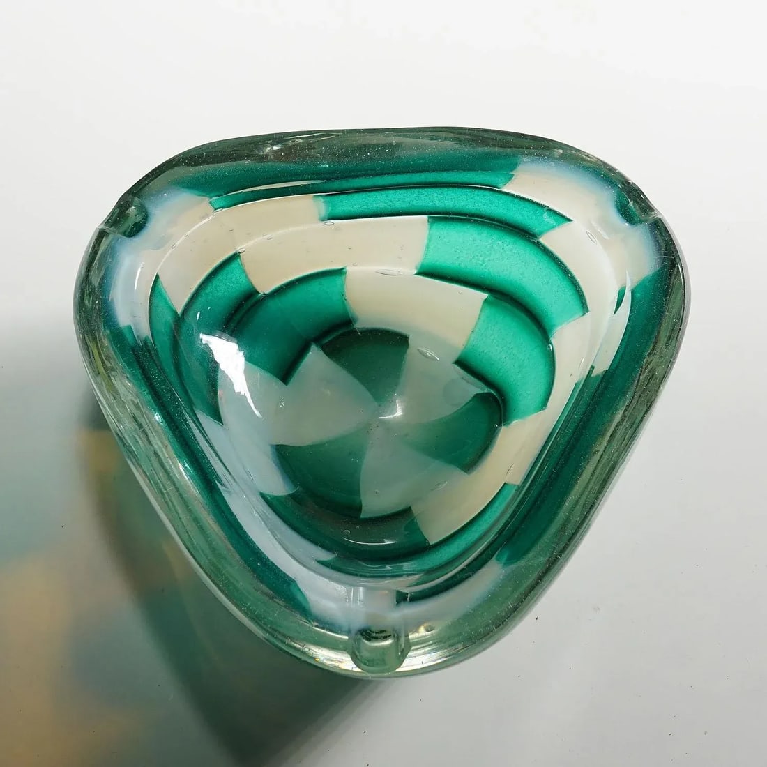 Vintage Murano Pezzato Opalino Verde Art Glass Ashtray by Barovier & Toso 1950s - 5