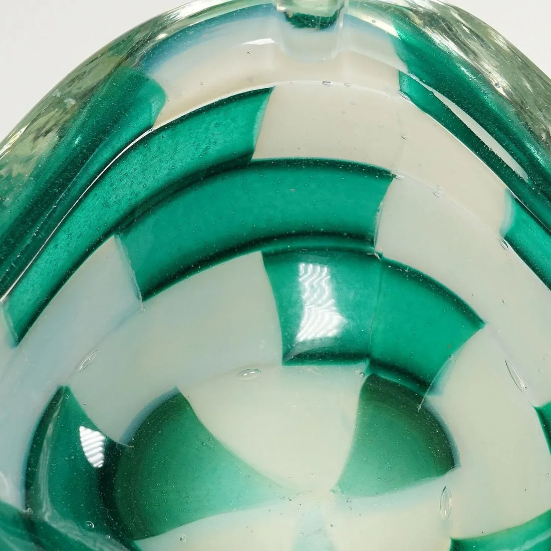 Vintage Murano Pezzato Opalino Verde Art Glass Ashtray by Barovier & Toso 1950s - 6