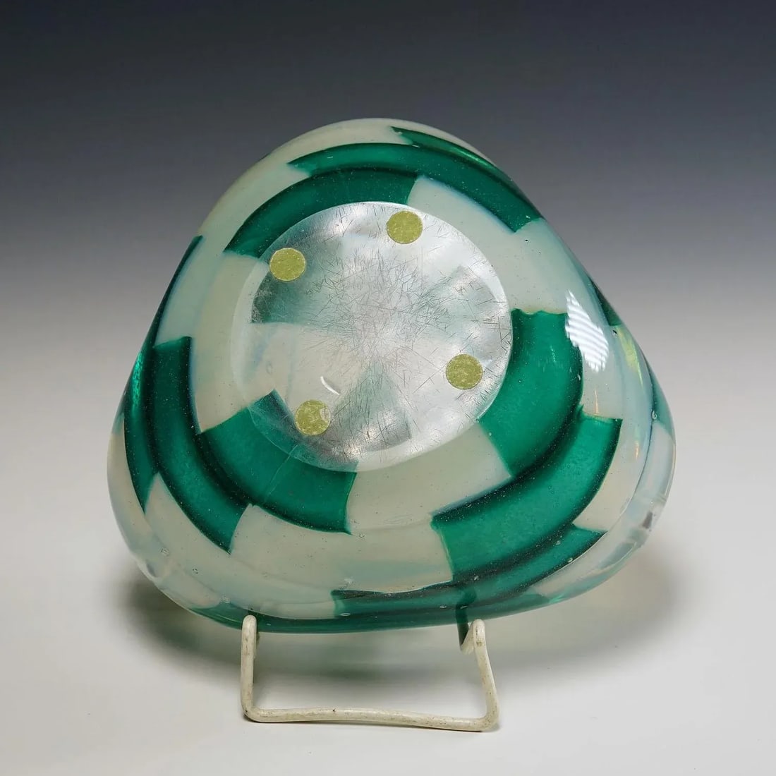 Vintage Murano Pezzato Opalino Verde Art Glass Ashtray by Barovier & Toso 1950s - 7