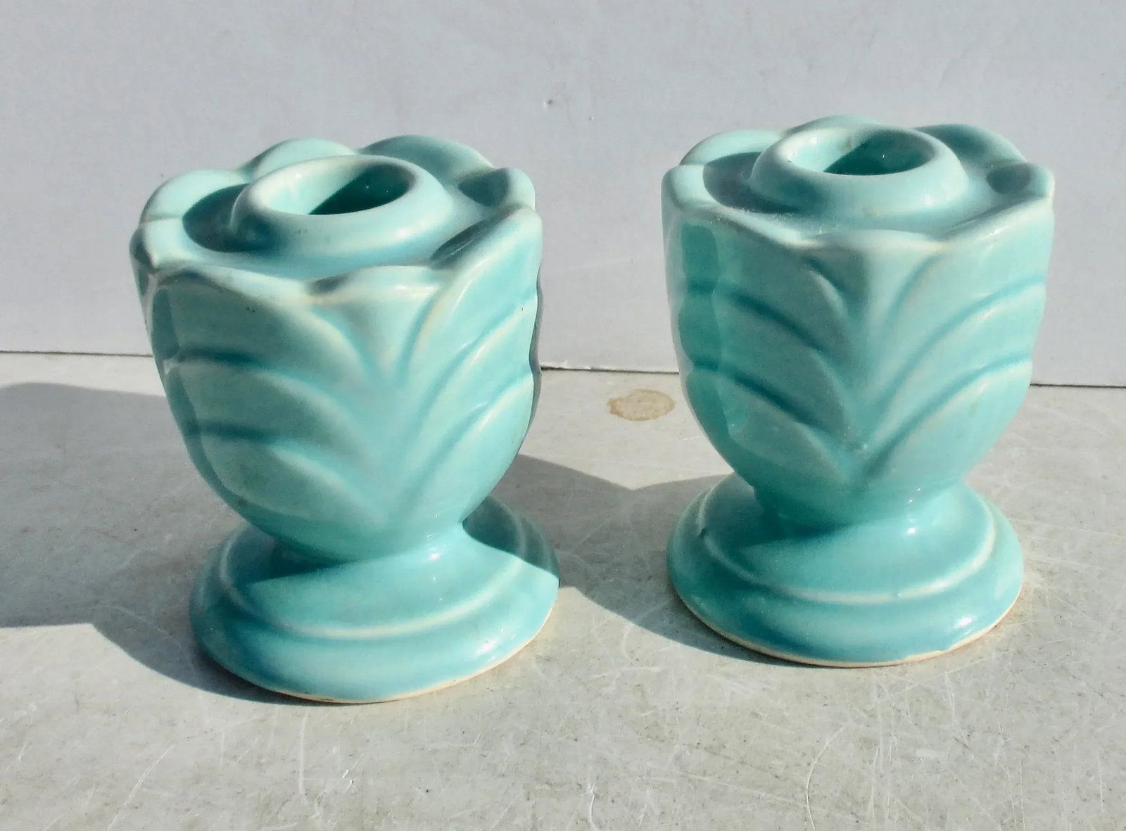 Pair of Art Deco Ceramic Candlesticks- a Pair of 2 - 3