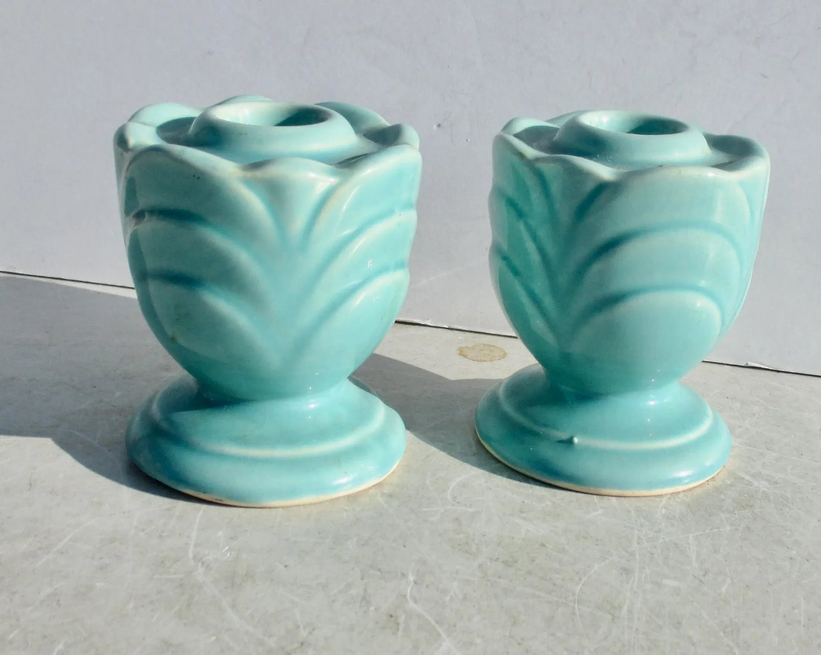 Pair of Art Deco Ceramic Candlesticks- a Pair of 2 - 4