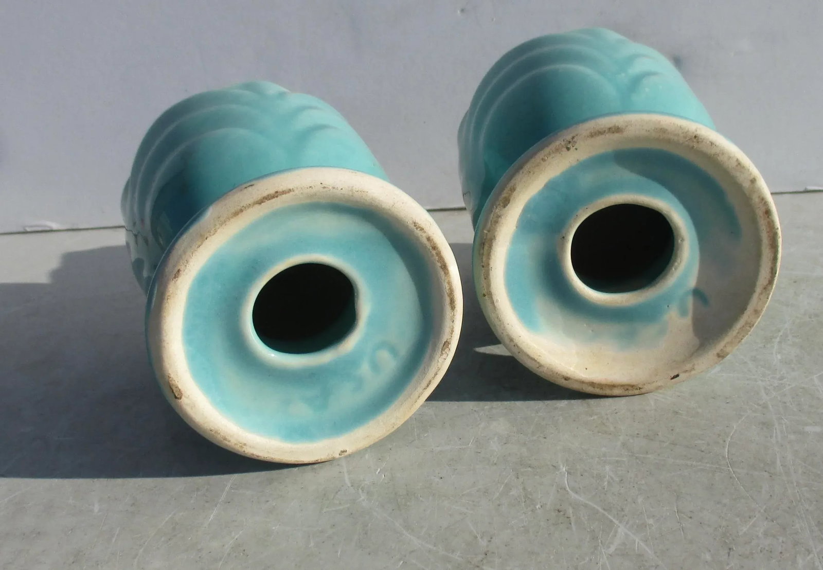 Pair of Art Deco Ceramic Candlesticks- a Pair of 2 - 5