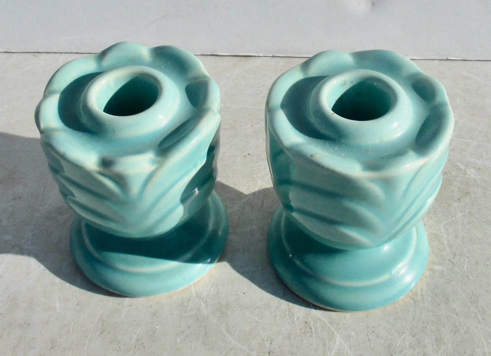 Pair of Art Deco Ceramic Candlesticks- a Pair of 2 - 6