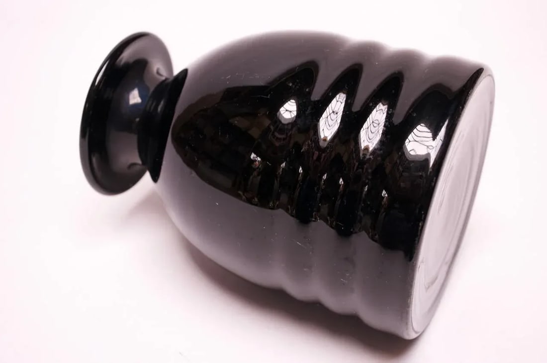 1960s German Lausitzer Glas Black Crystal Vase - 3