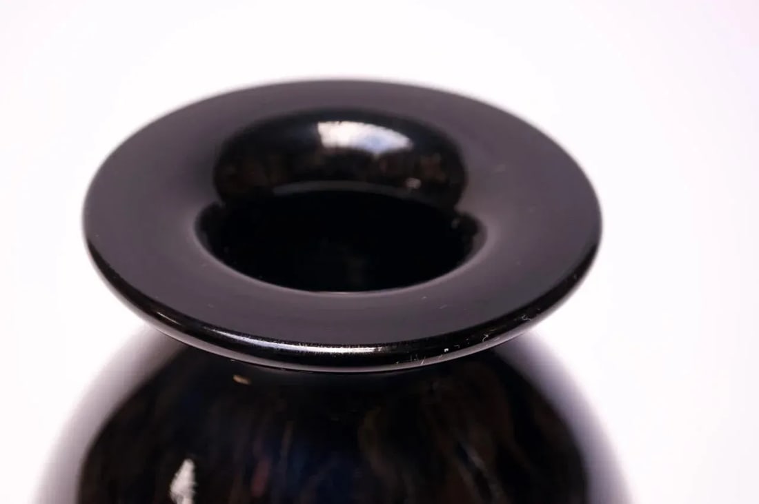 1960s German Lausitzer Glas Black Crystal Vase - 7