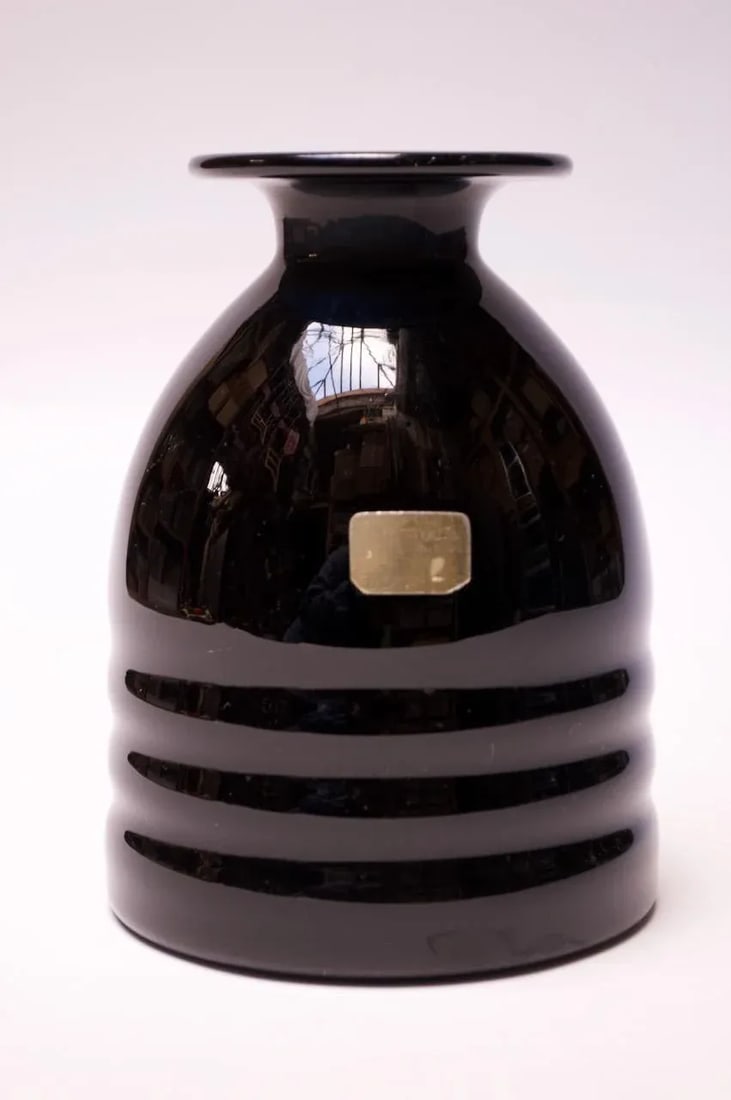 1960s German Lausitzer Glas Black Crystal Vase - 9