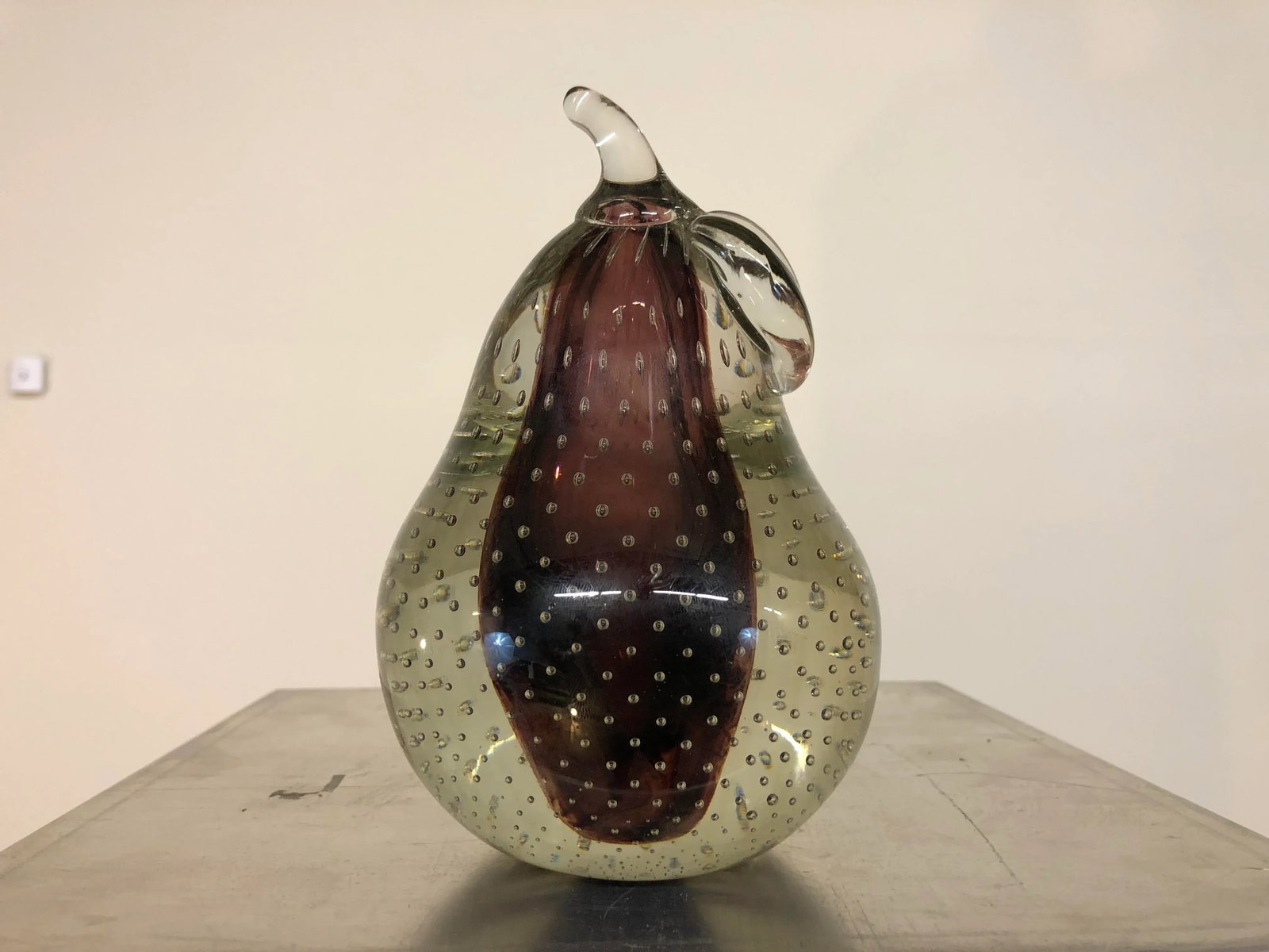 Vintage Studio Art Glass Murano Style Pear Sculpture Paperweight - 3