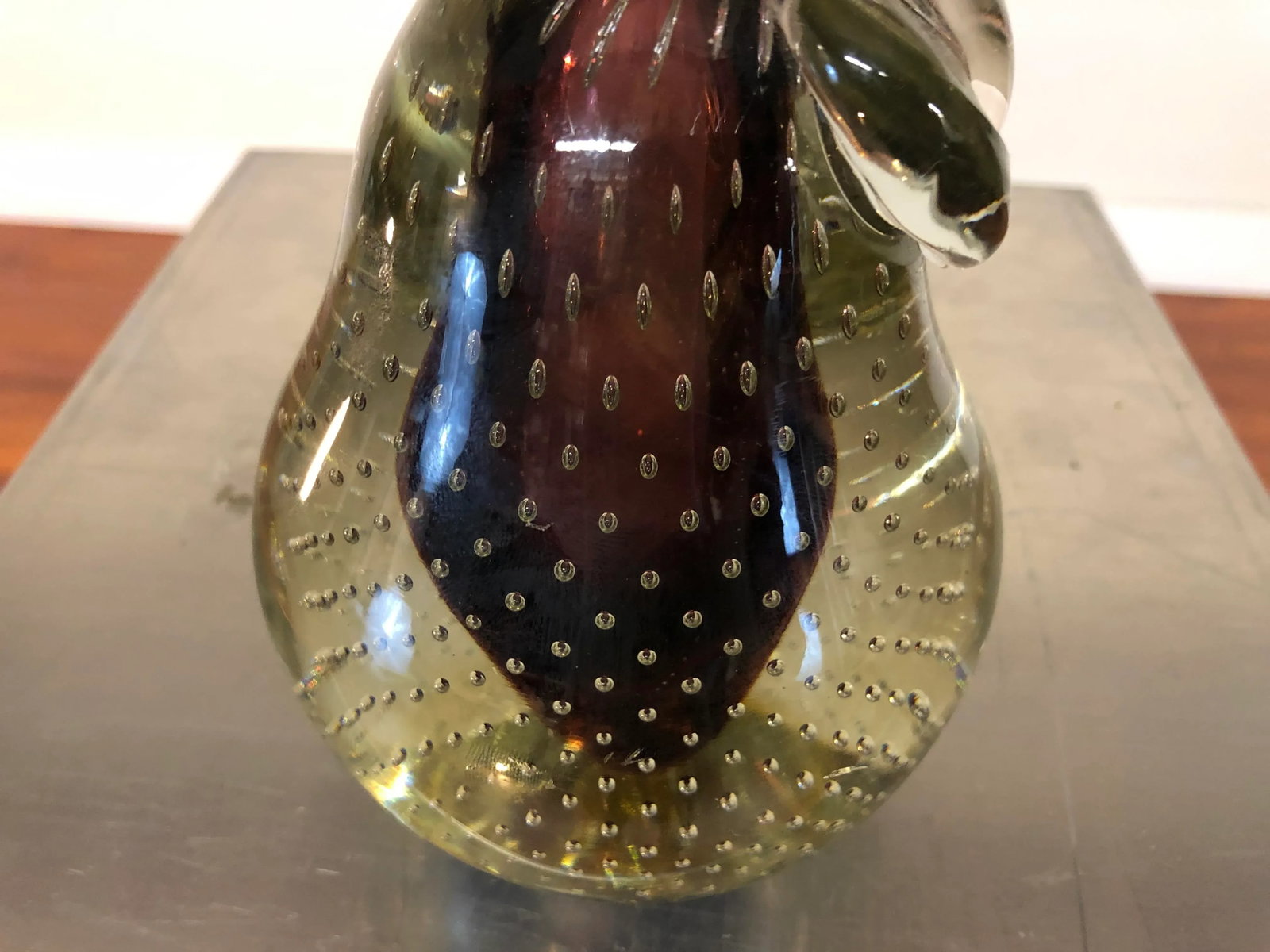 Vintage Studio Art Glass Murano Style Pear Sculpture Paperweight - 5