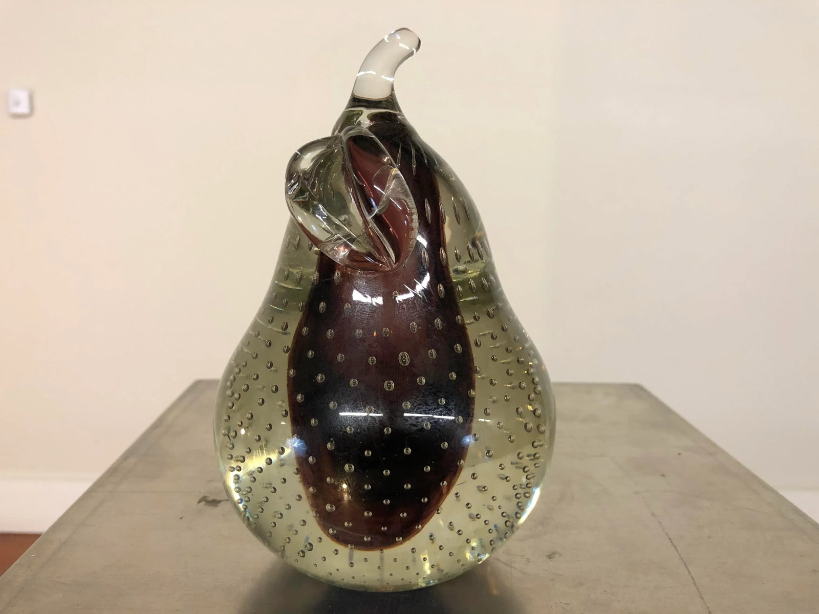 Vintage Studio Art Glass Murano Style Pear Sculpture Paperweight - 6