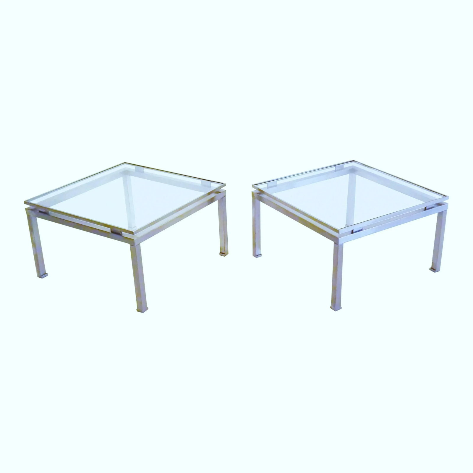 Pair of French 1970s Stainless Steel and Glass Side Tables by Guy Lefevre for Maison Jansen - 4