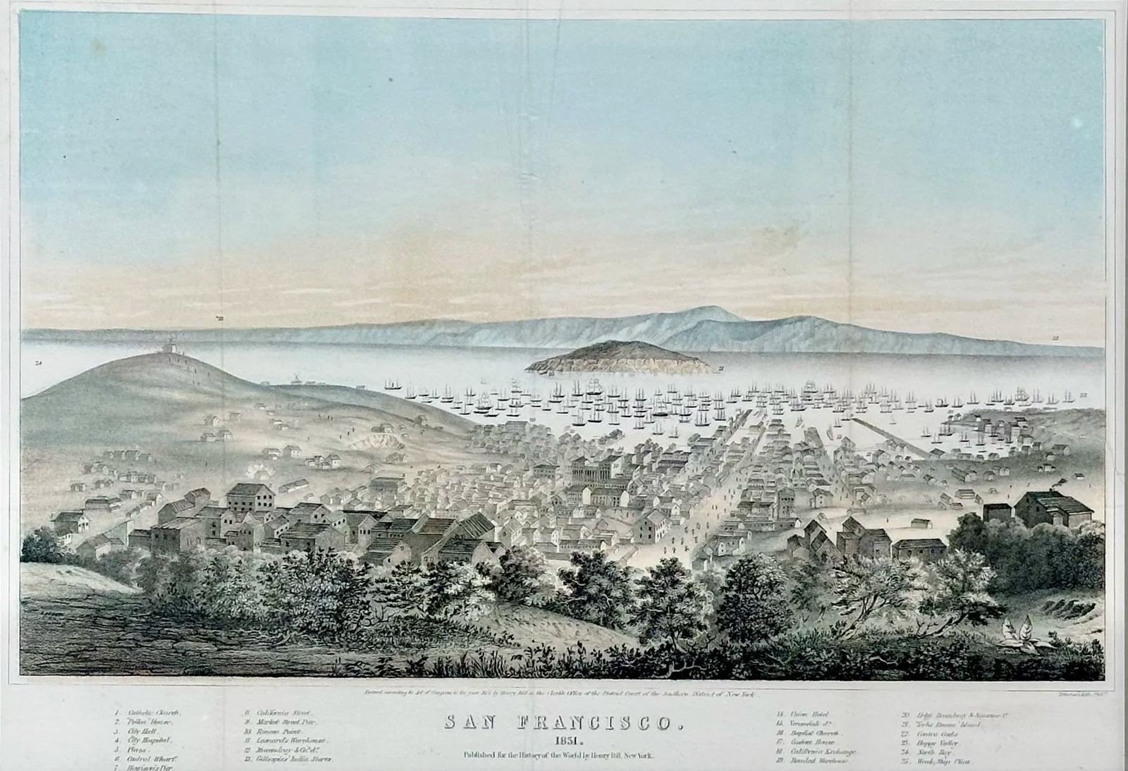 1851 San Francisco Original Lithograph by T. Sinclair, Framed - 3