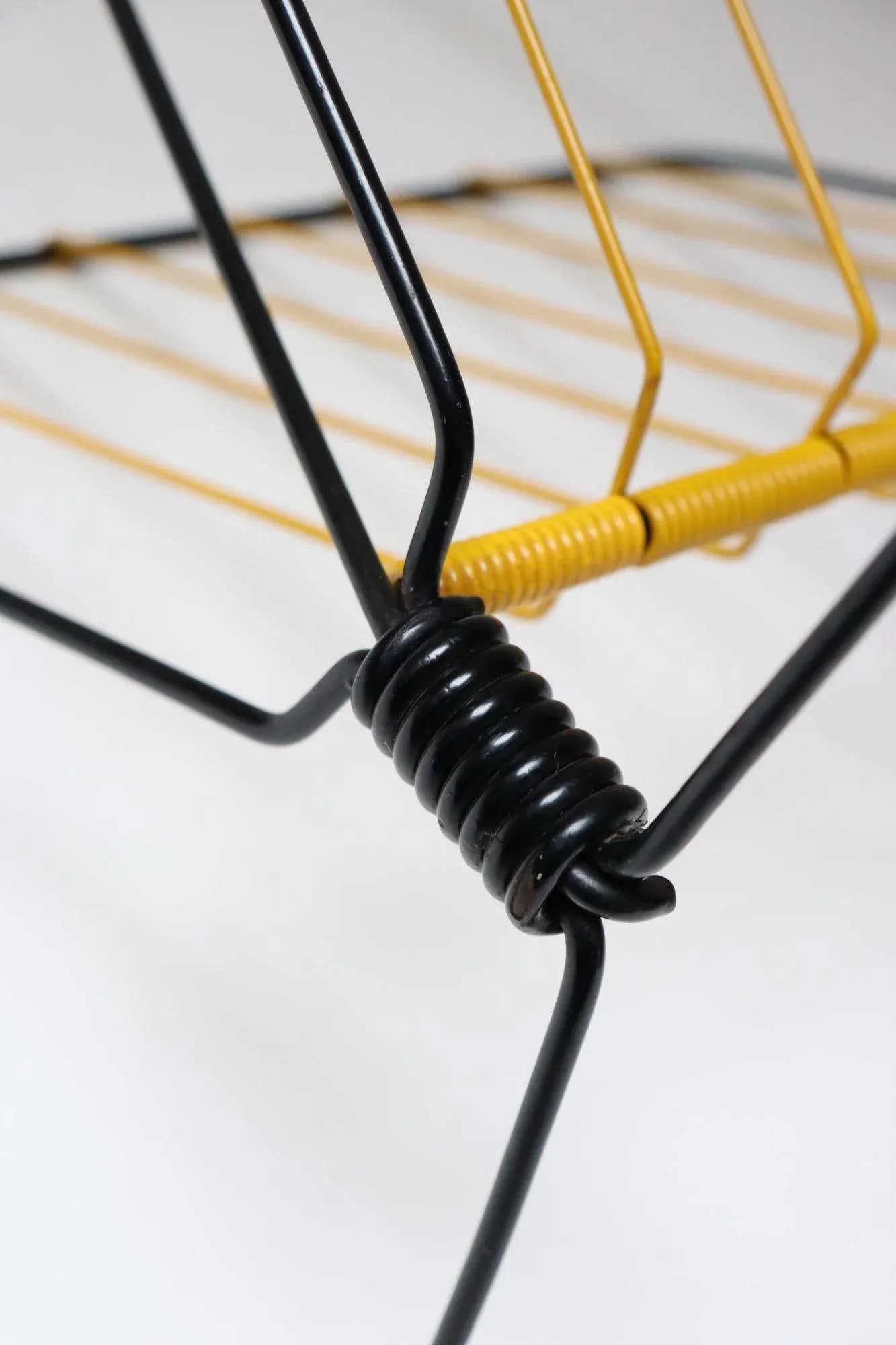 Vintage French Modern Yellow and Black Wire Magazine Rack - 10