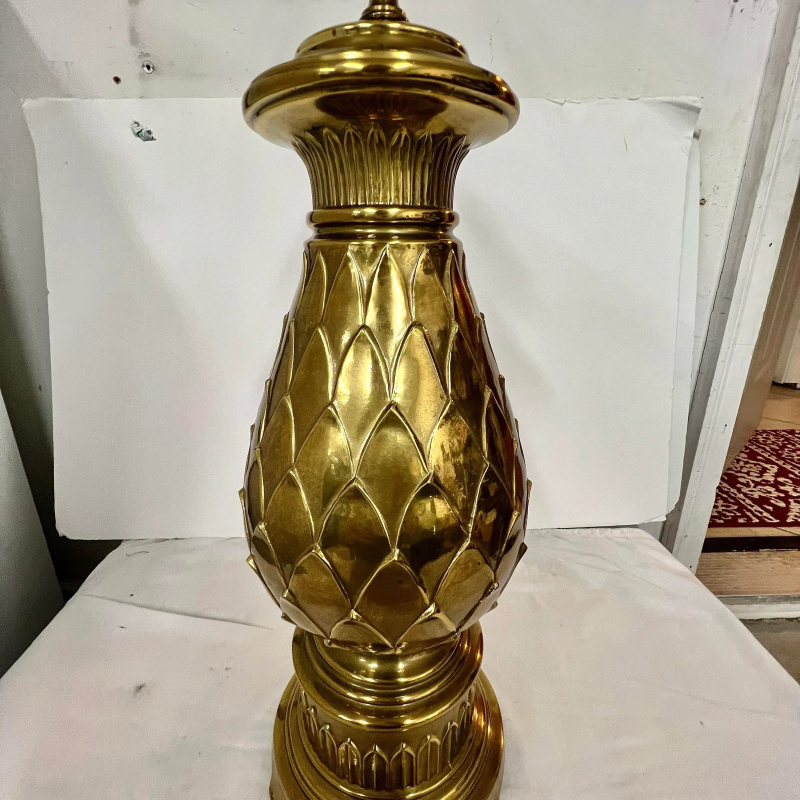 Vintage Brass Pineapple / Artichoke Table Lamp - 4
