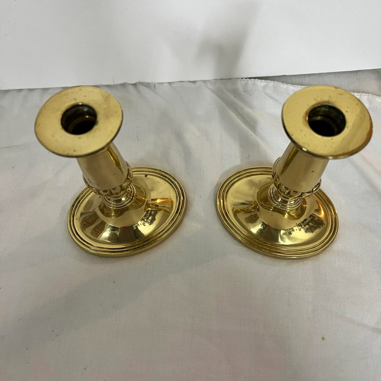 Vintage English Brass Candleholders - a Pair - 2