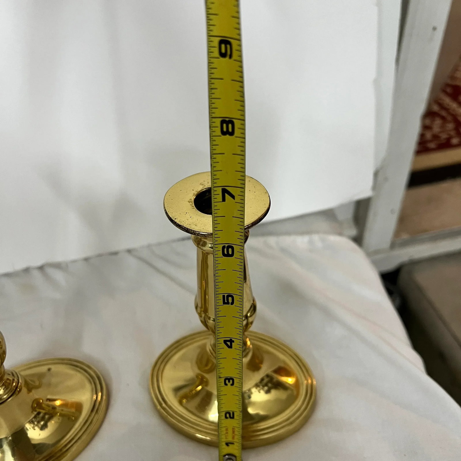 Vintage English Brass Candleholders - a Pair - 3
