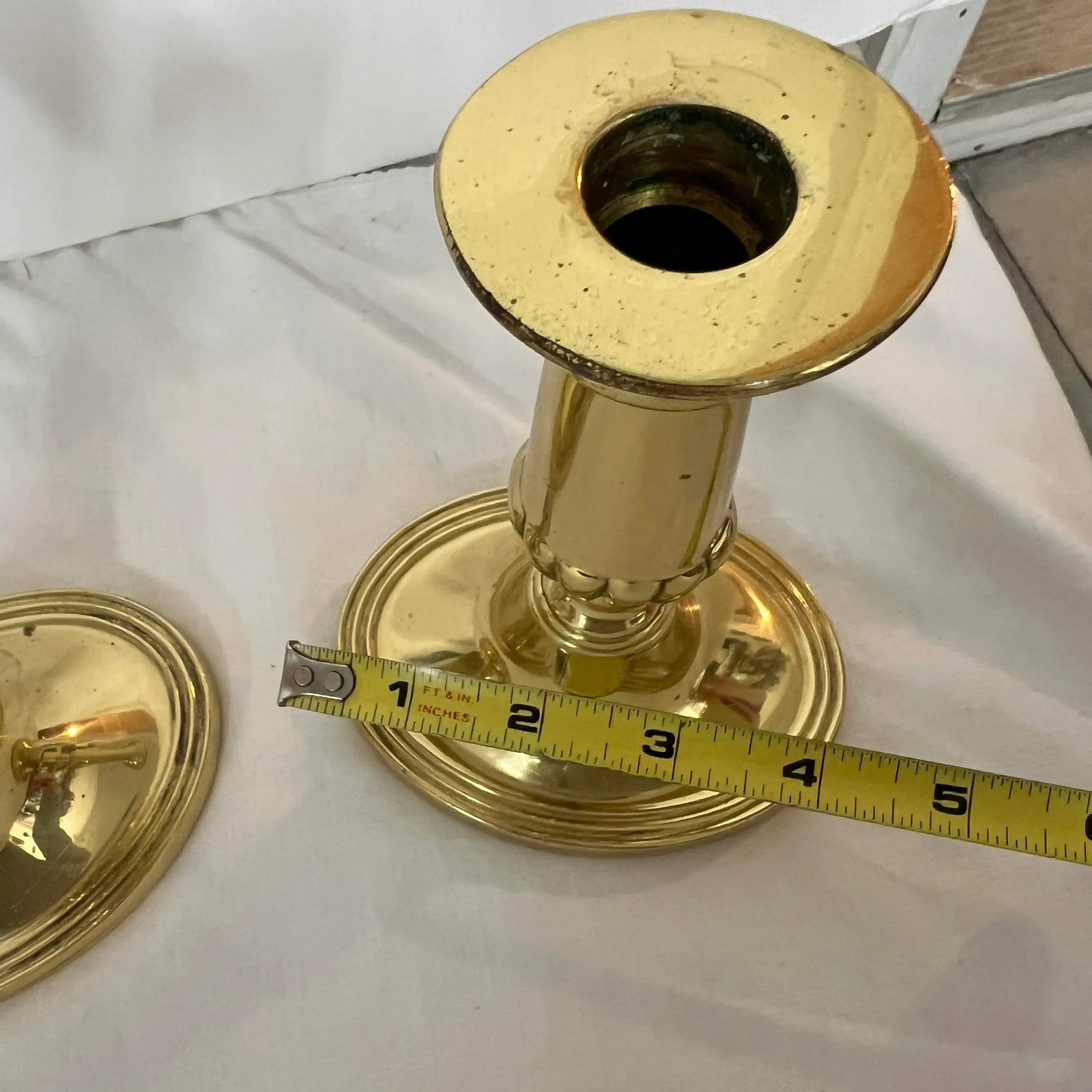 Vintage English Brass Candleholders - a Pair - 7