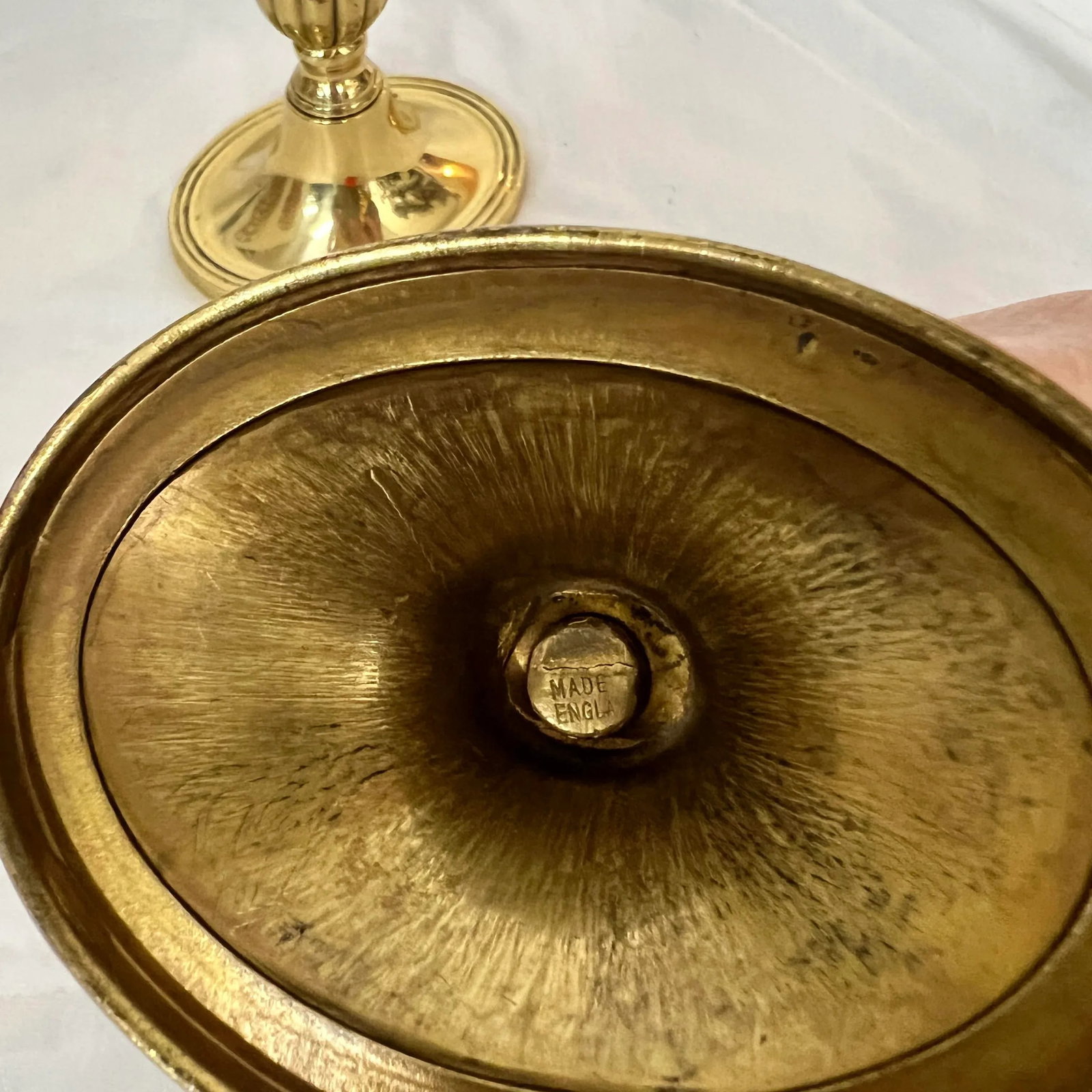 Vintage English Brass Candleholders - a Pair - 8