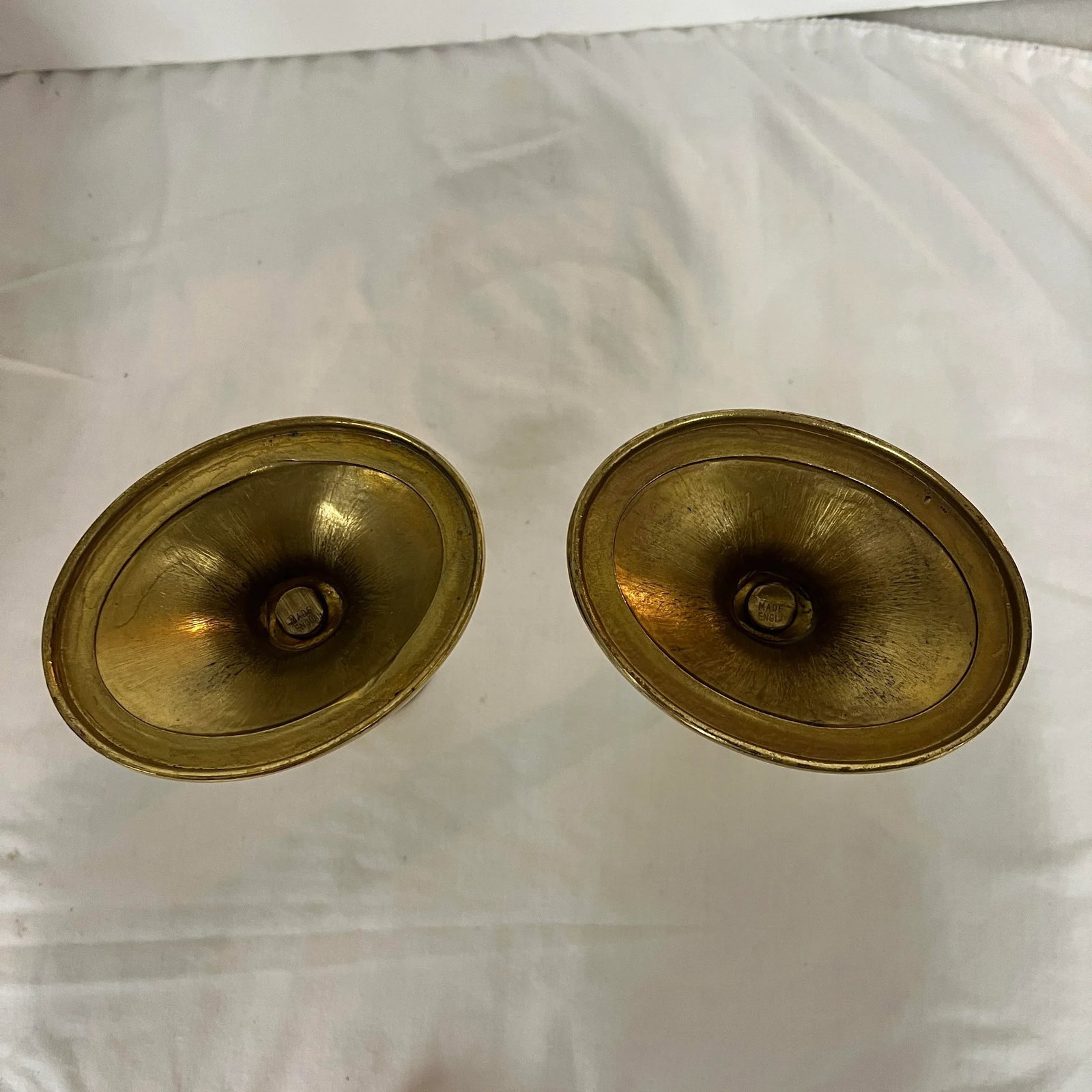 Vintage English Brass Candleholders - a Pair - 9
