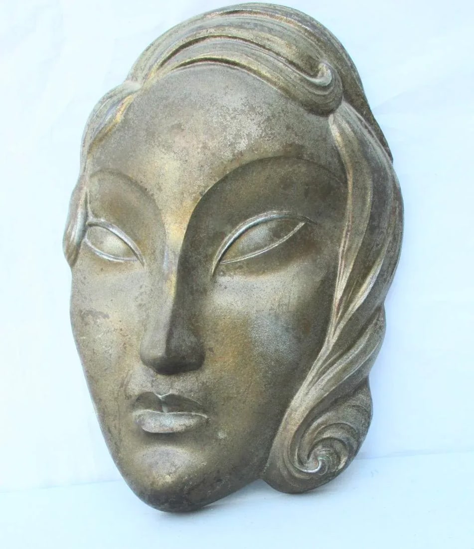 1920s Art Dec Spelter Female Wall Sculpture - 7