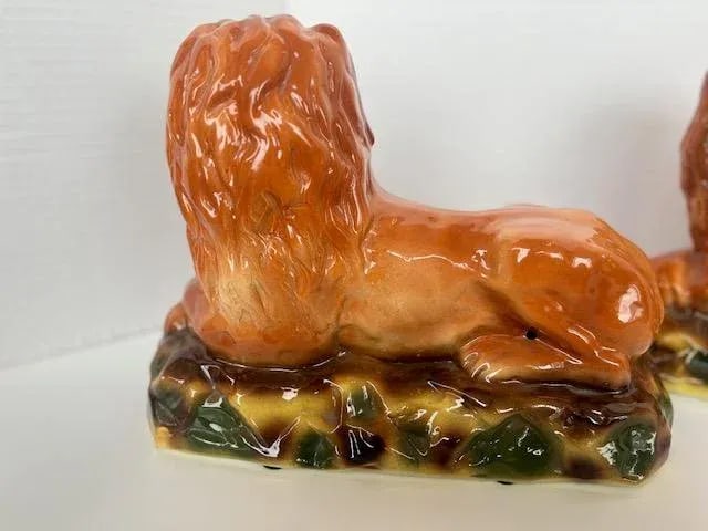 Staffordshire Lions With Glass Eyes - 5