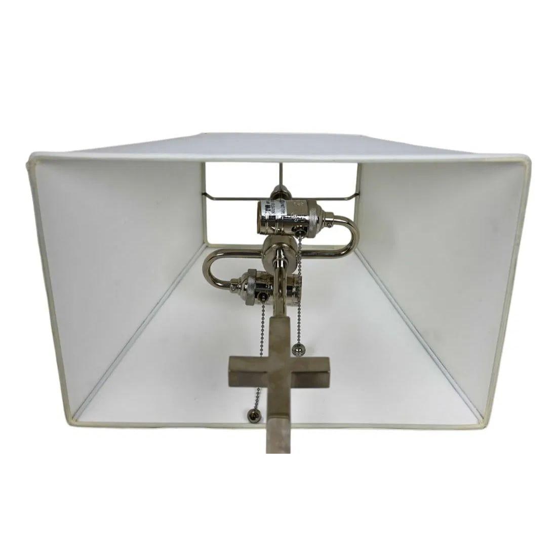 Pair of Greek Key Chrome Table Lamps - 3