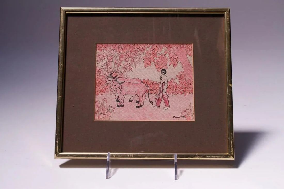 Vintage Southeastern Asian Figural Ink and Watercolor - 12
