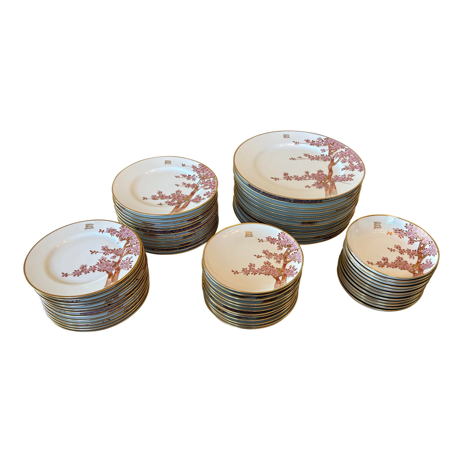Vintage 72 Piece Dinnerware Set Featuring Hand-Painted Gilded Cherry Blossoms by Soko China (1 of 6)