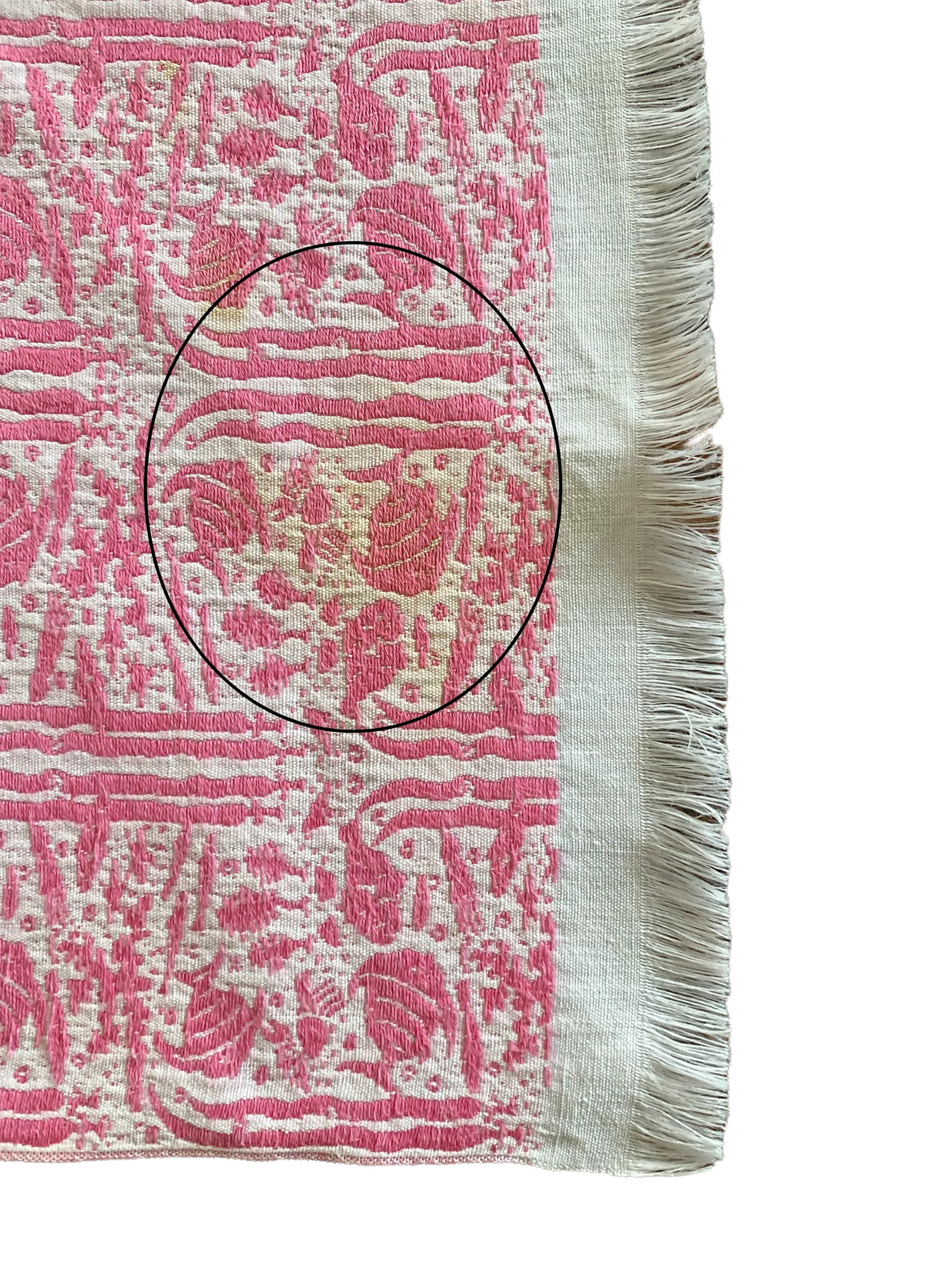 1950s Linen Pink and White Tropical Fish Print Placemats Cloth Napkins - Set of 8 - 10