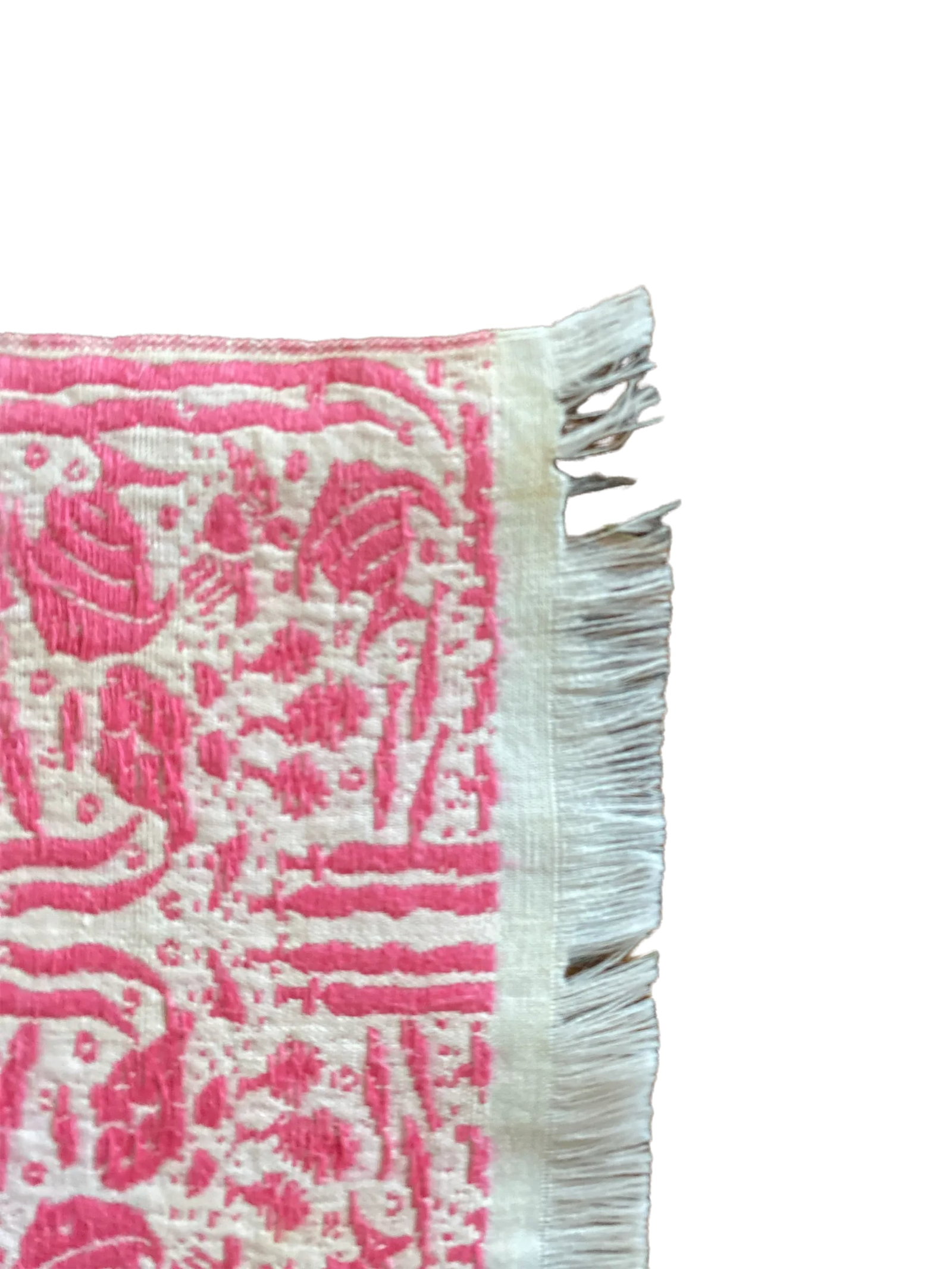 1950s Linen Pink and White Tropical Fish Print Placemats Cloth Napkins - Set of 8 - 11
