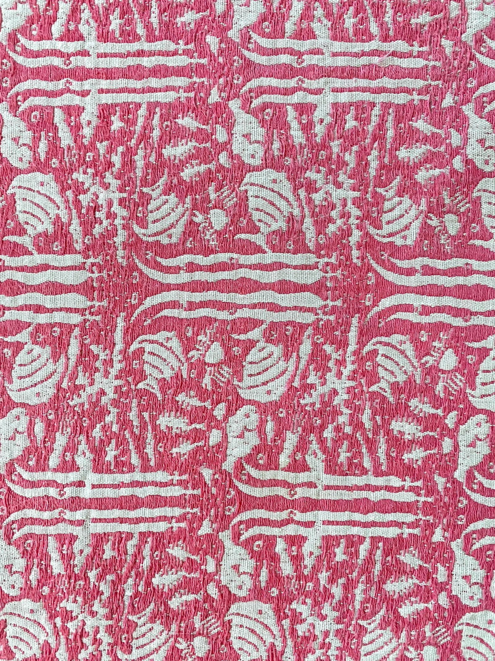 1950s Linen Pink and White Tropical Fish Print Placemats Cloth Napkins - Set of 8 - 5