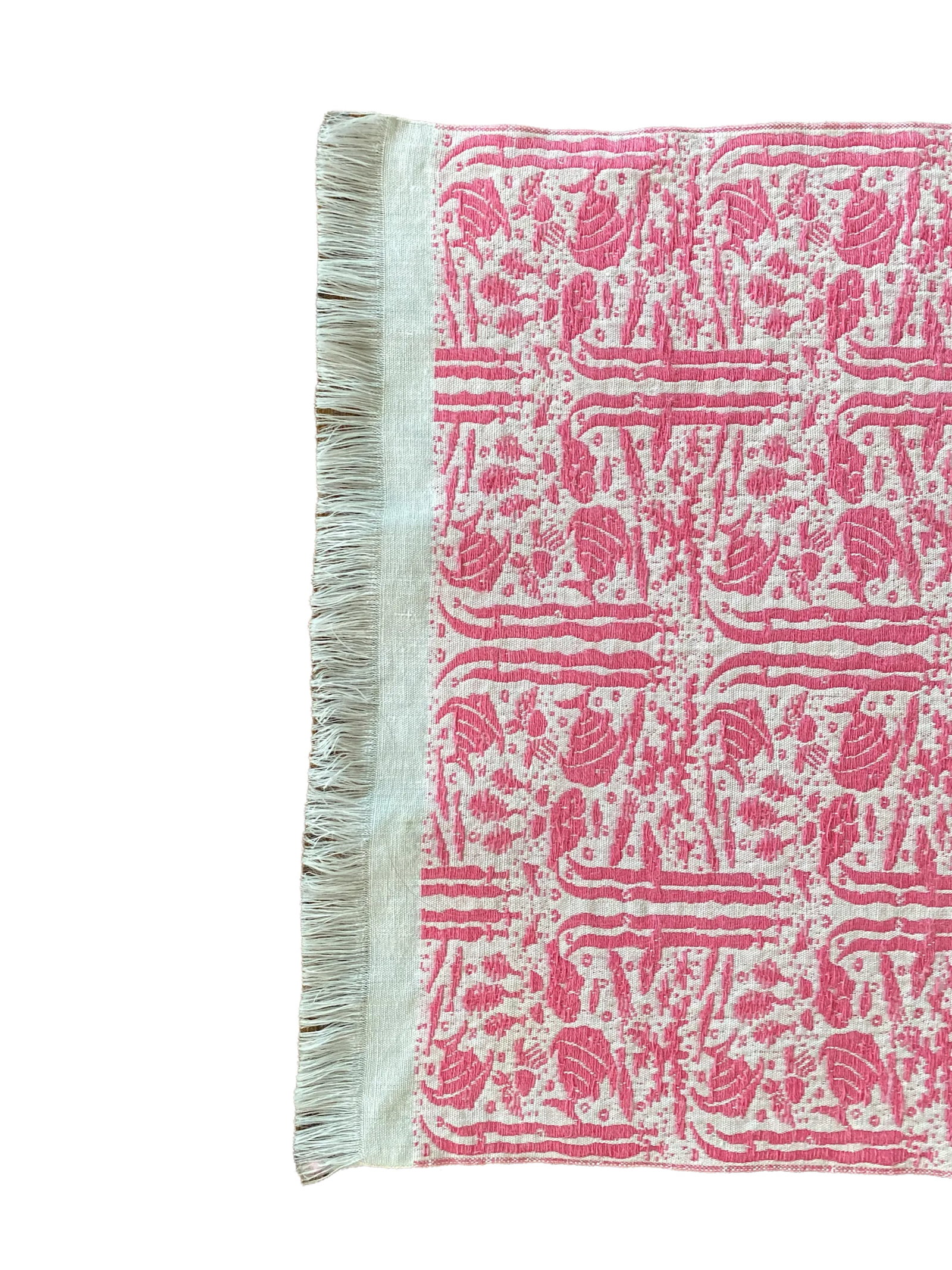 1950s Linen Pink and White Tropical Fish Print Placemats Cloth Napkins - Set of 8 - 6