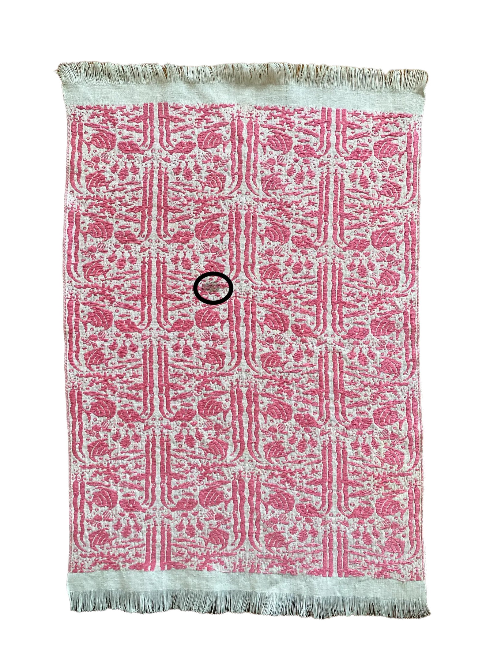1950s Linen Pink and White Tropical Fish Print Placemats Cloth Napkins - Set of 8 - 9