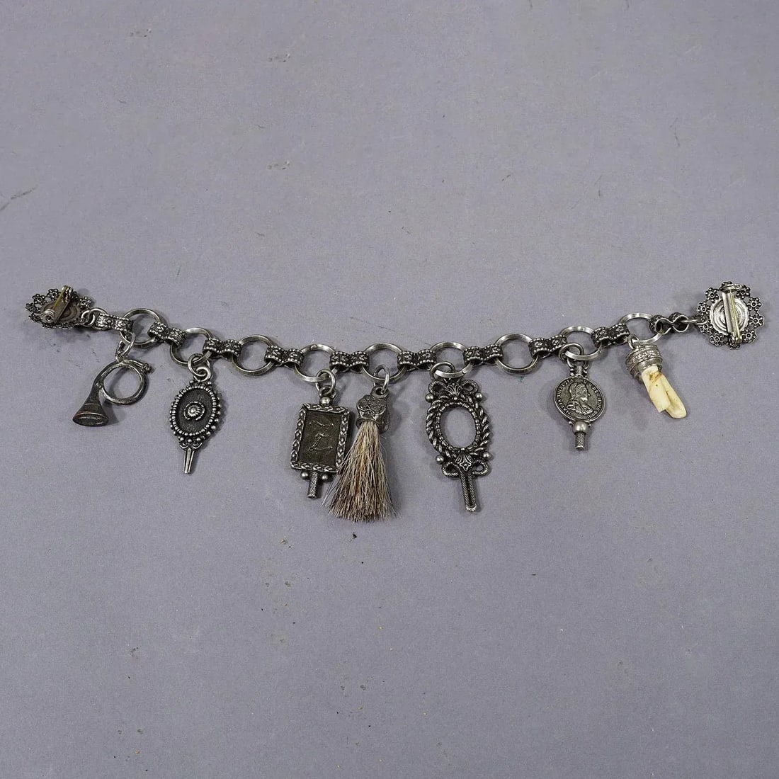 Vintage Bavarian Traditional Costume Jewelry Charivari With Hunting Pendants - 3