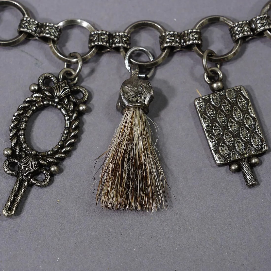Vintage Bavarian Traditional Costume Jewelry Charivari With Hunting Pendants - 5